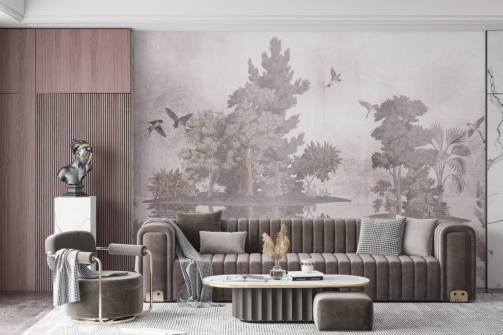 Vogels boven spiegelende boseilanden — interieur 3
