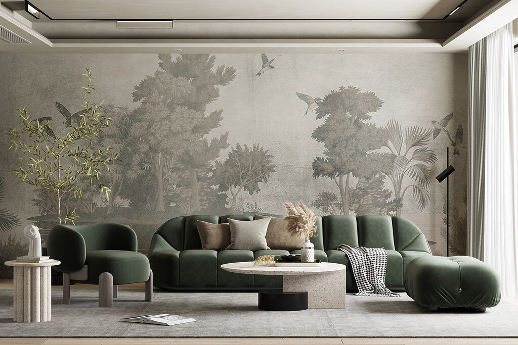 Vogels vliegen over bomen — interieur 3