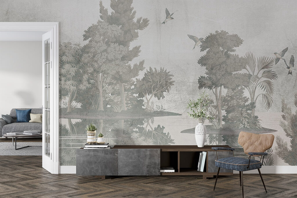 Vogels vliegen over bomen — interieur 4