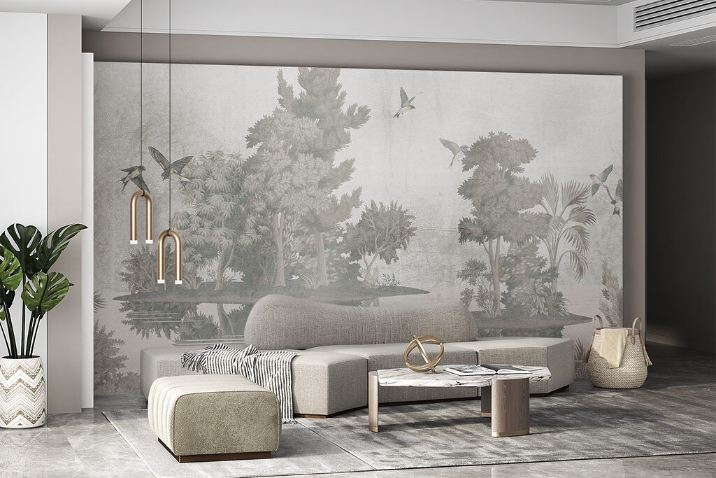 Vogels vliegen over bomen — interieur 6