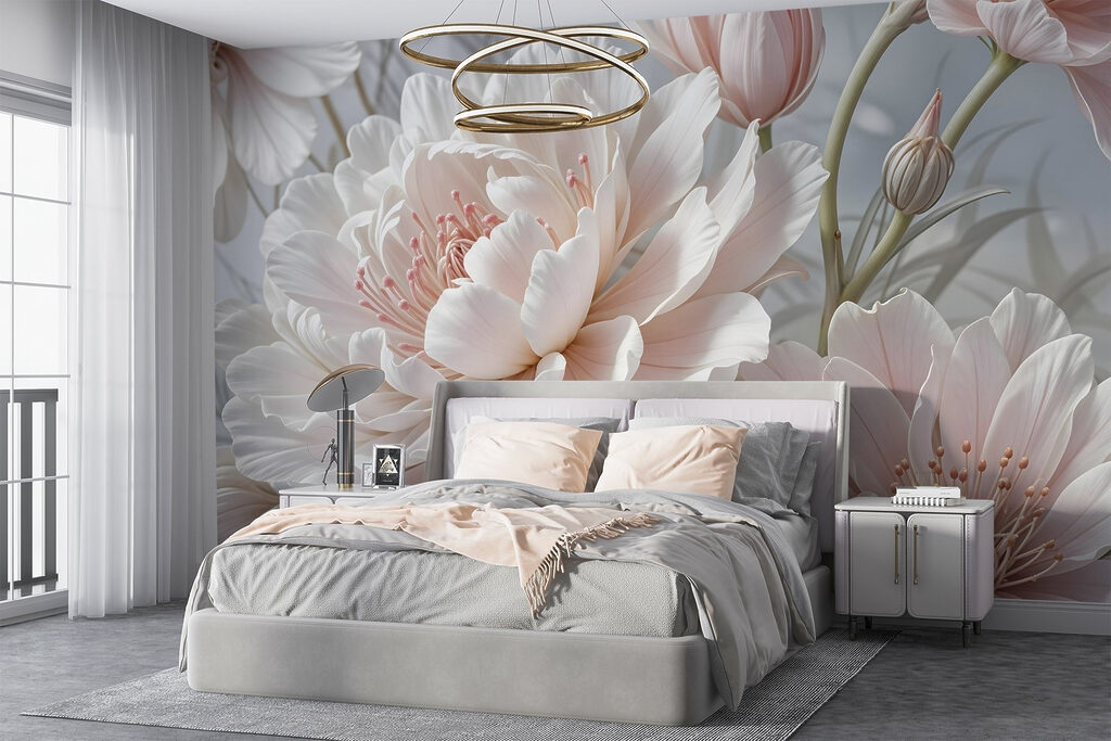 Witte bloei met rozegloed — interieur 4