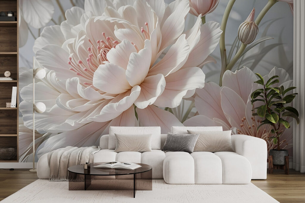 Witte bloei met rozegloed — interieur 6