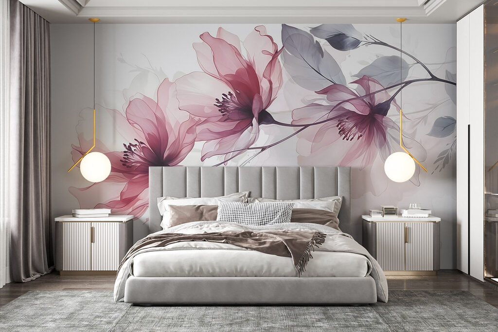 Delicate bloemen in zachte tinten in een interieur