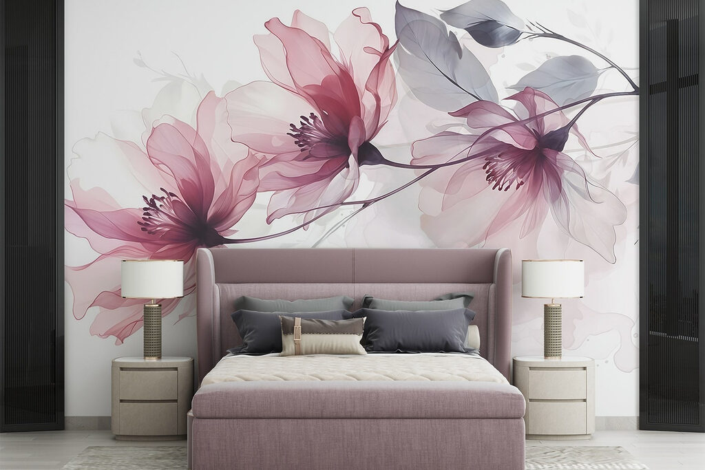 Roze bloemen aan takken — interieur 4