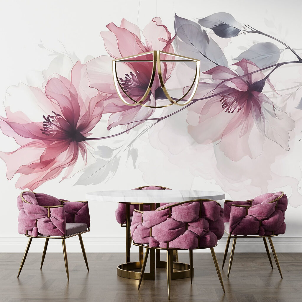 Roze bloemen aan takken — interieur 6