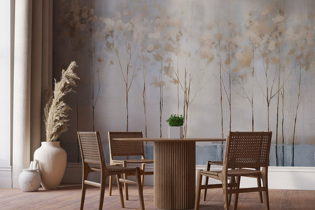 Bloemstelen over blauwe streken — interieur 6