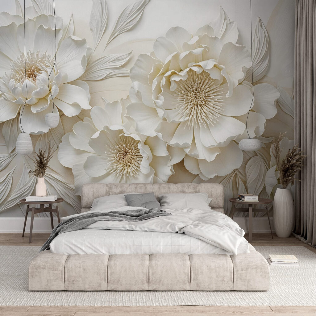 Witte bloemen met goudharten — interieur 2