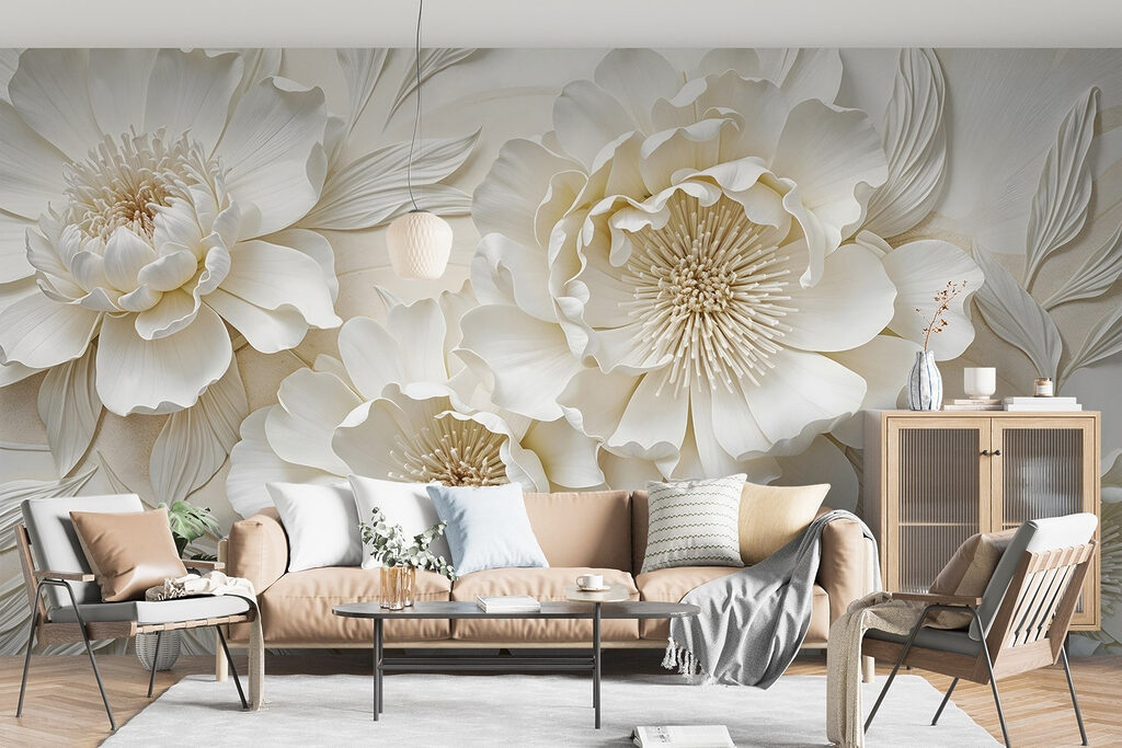 Witte bloemen met goudharten — interieur 3