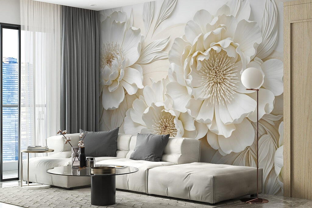 Witte bloemen met goudharten — interieur 4