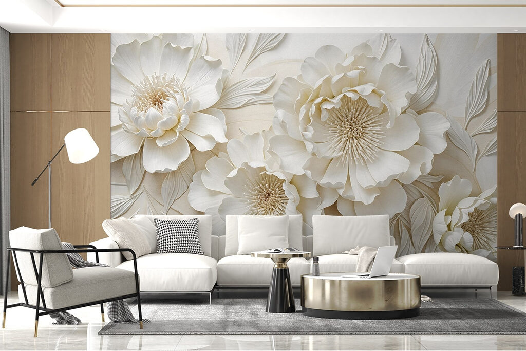 Witte bloemen met goudharten — interieur 5