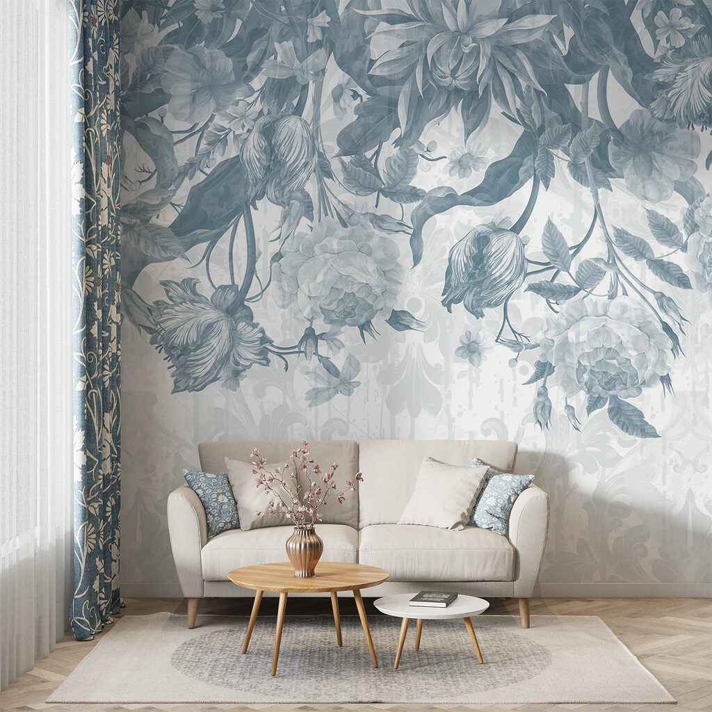 Delicaat bloemenpatroon in koele tinten — interieur 2
