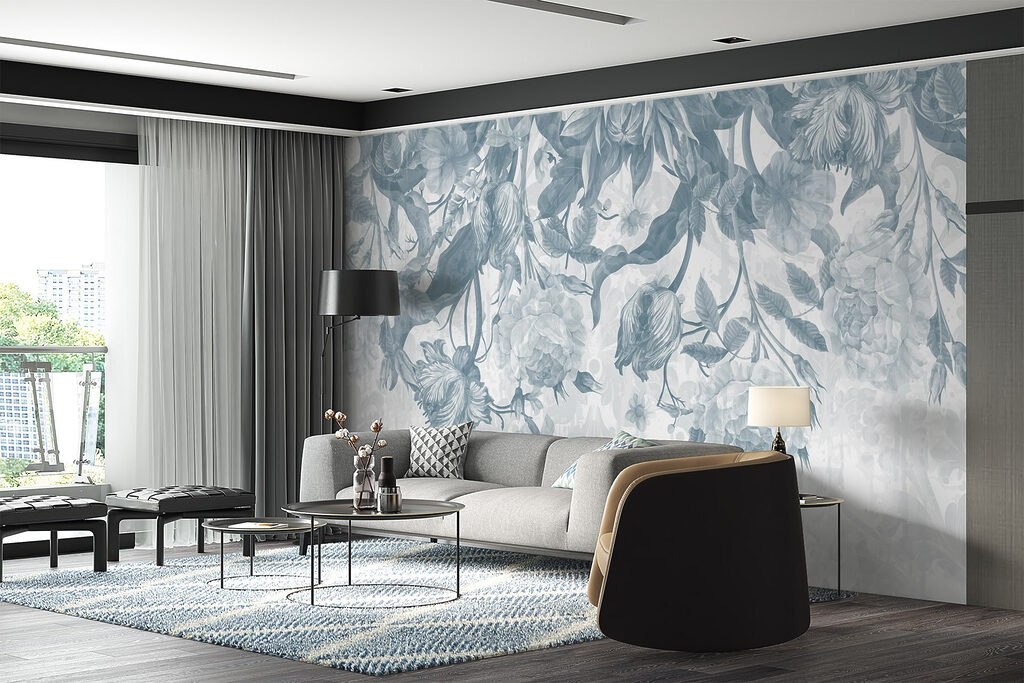 Delicaat bloemenpatroon in koele tinten — interieur 6