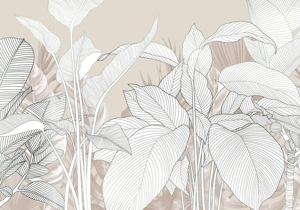 Witte bladnerven op beige — volledig ontwerp