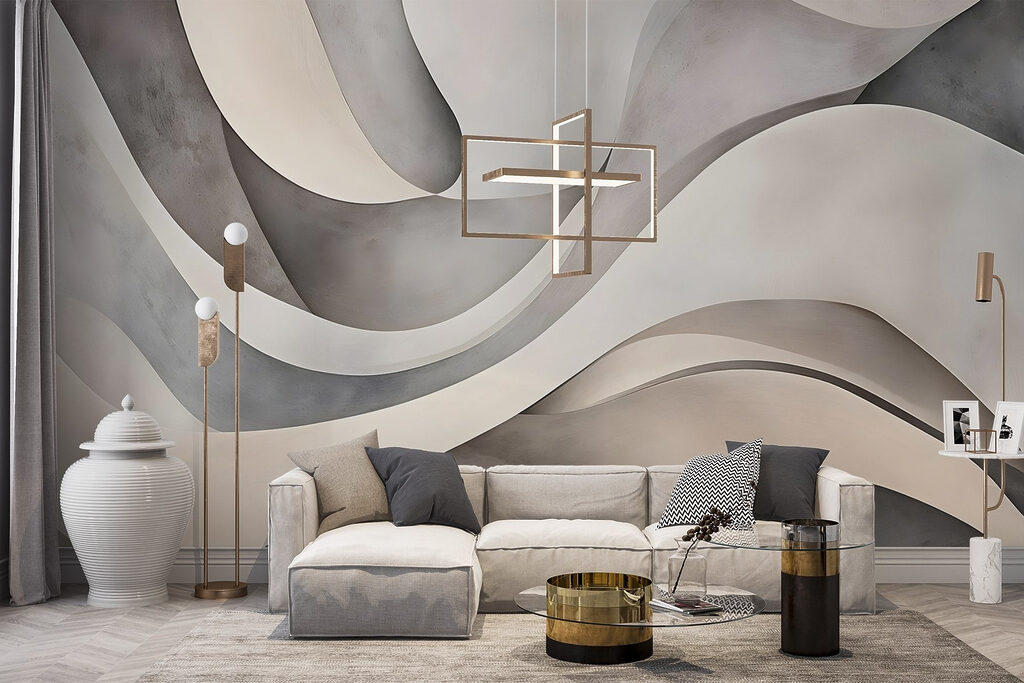 Zandkleurige linten met schaduwen — interieur 3
