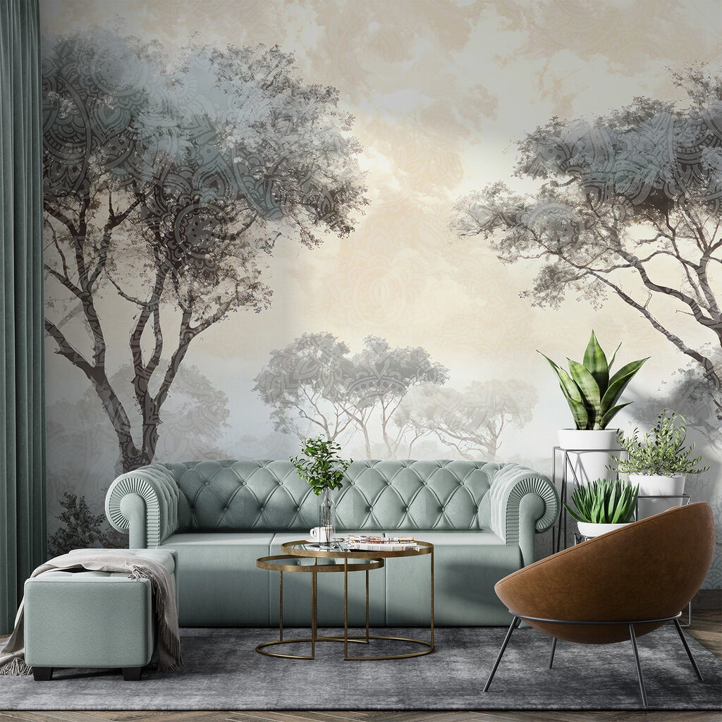 Boomkronen aan open grasland — interieur 3