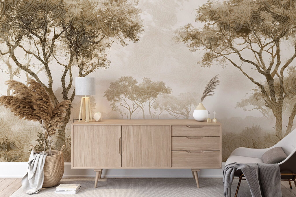 Boomkronen aan open grasland — interieur 5