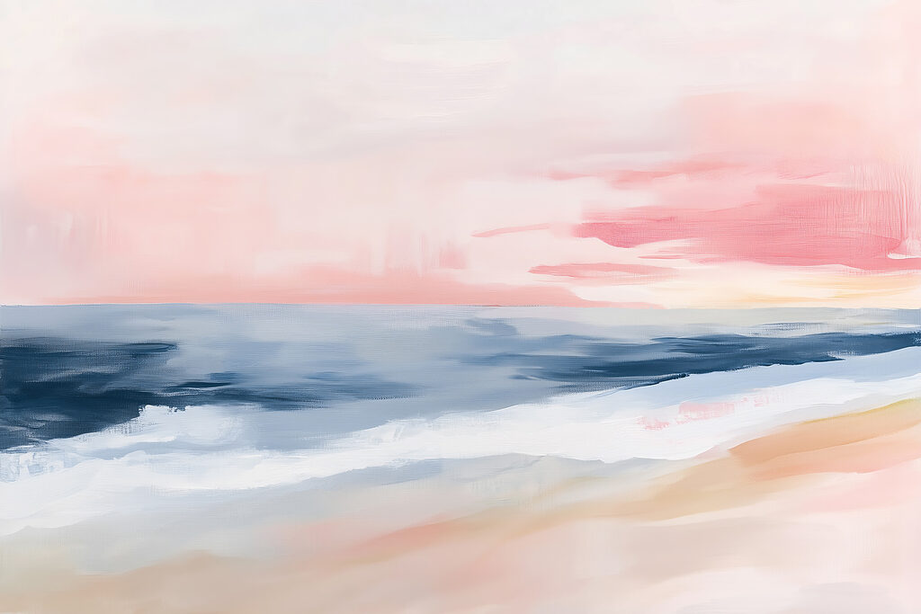 Roze lucht boven zeebanen — volledig ontwerp