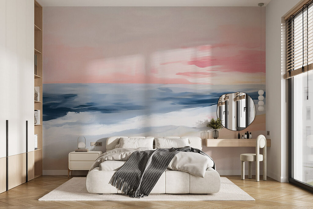 Roze lucht boven zeebanen — interieur 1