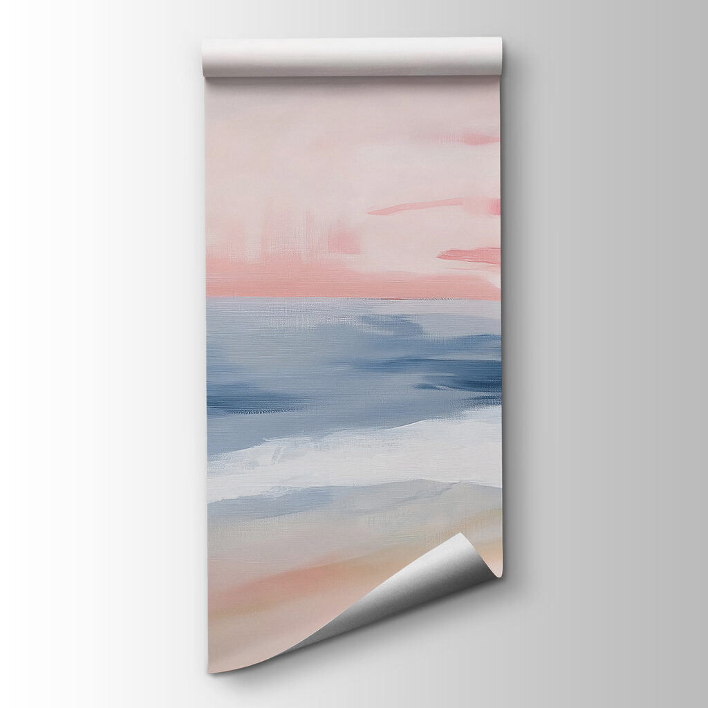 Roze lucht boven zeebanen — productweergave
