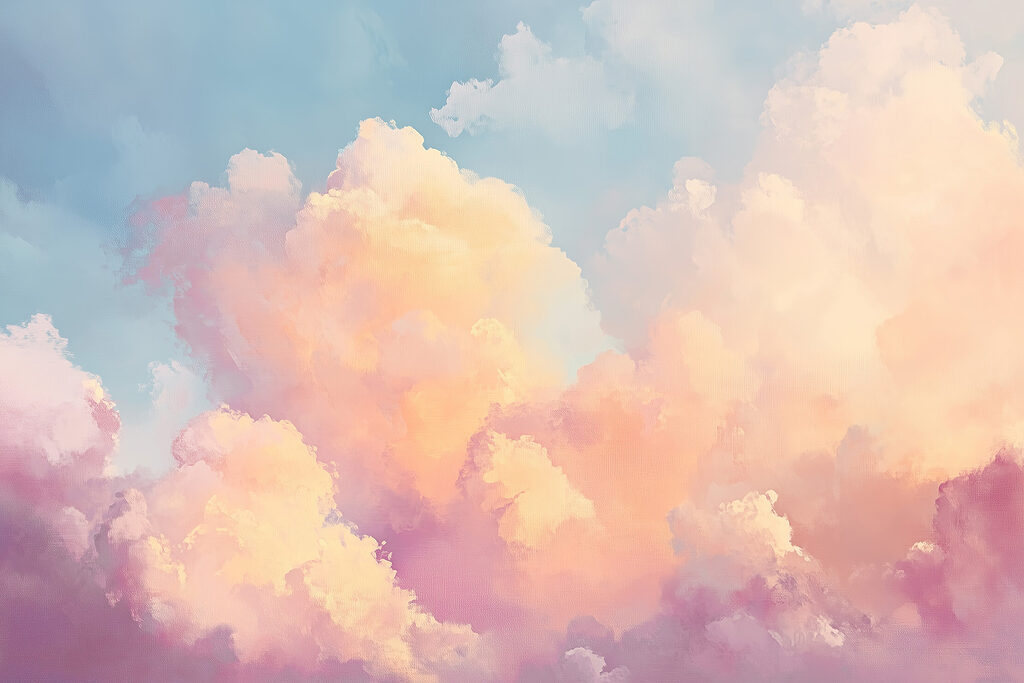 Pastelwolken in gouden licht — volledig ontwerp