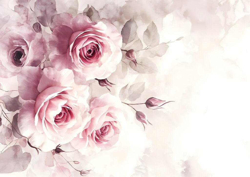 Roze rozen links — volledig ontwerp