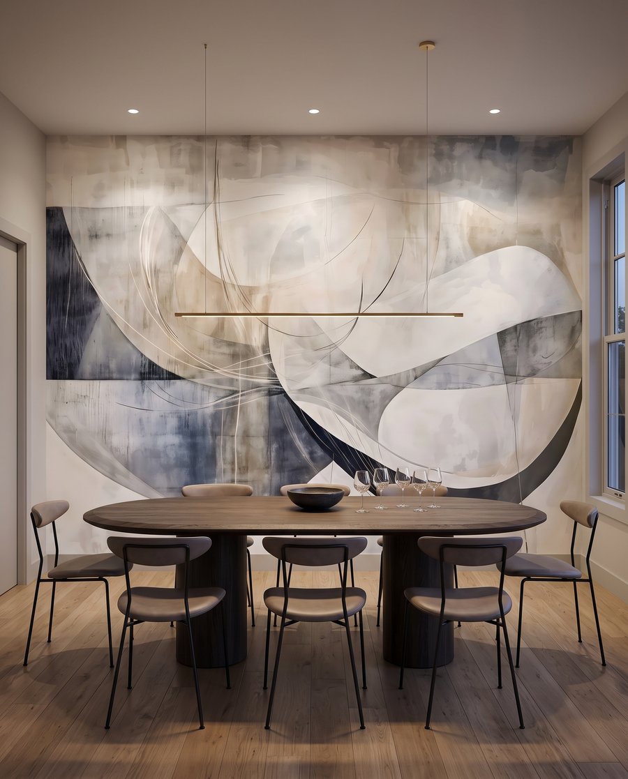 Bogen over transparante vlakken in een interieur