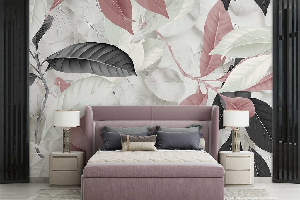 Roze bladeren tussen zwartwit — interieur 2