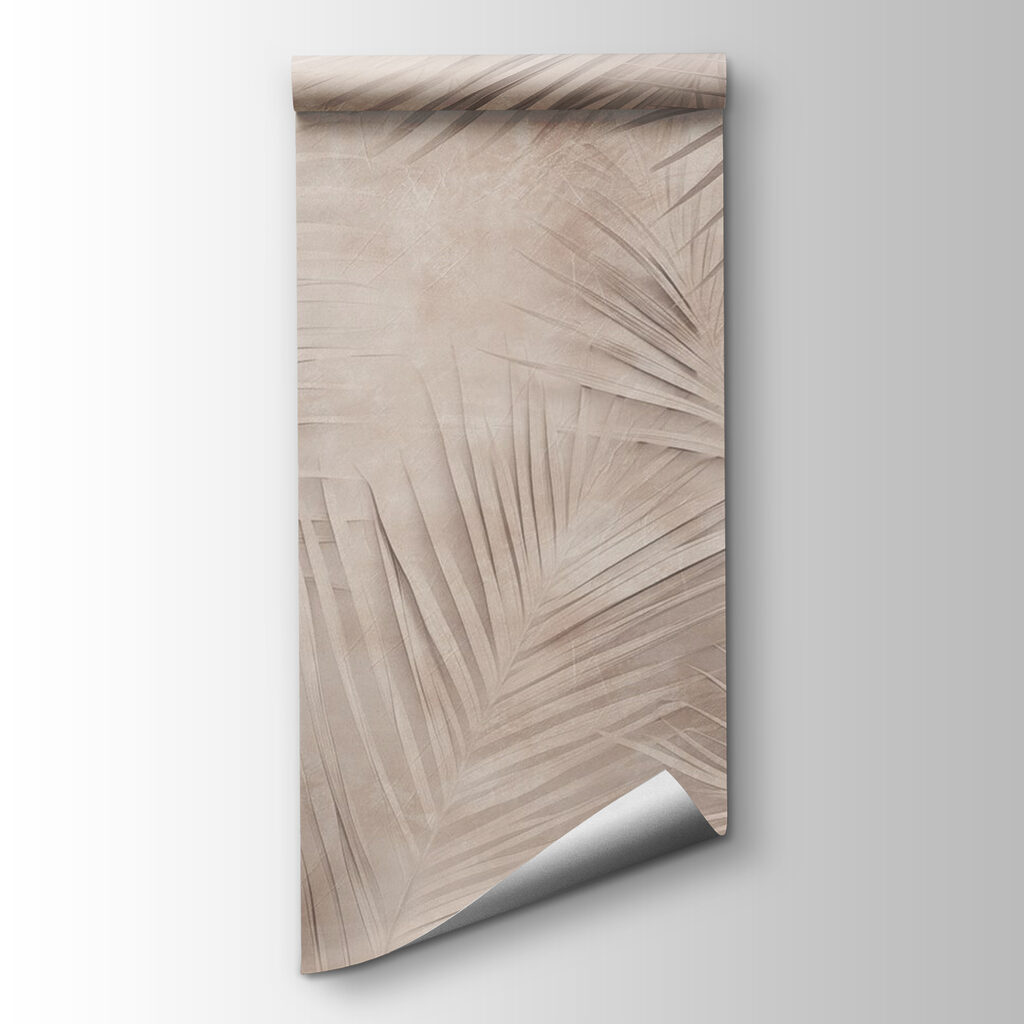 Fijne palmbladeren op taupe — productweergave