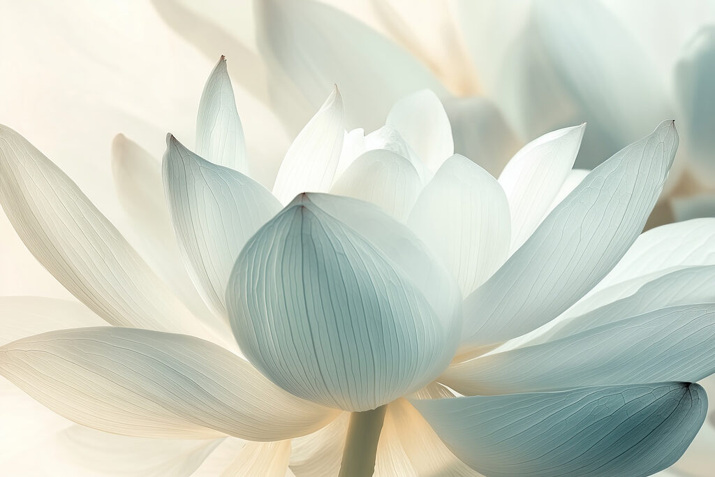 Lichtblauwe lotus van dichtbij — volledig ontwerp