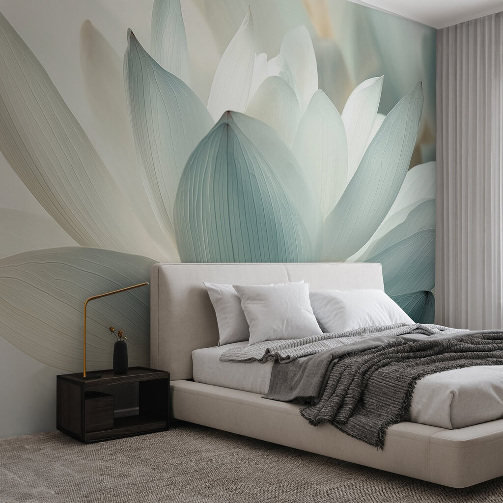 Lichtblauwe lotus van dichtbij — interieur 1