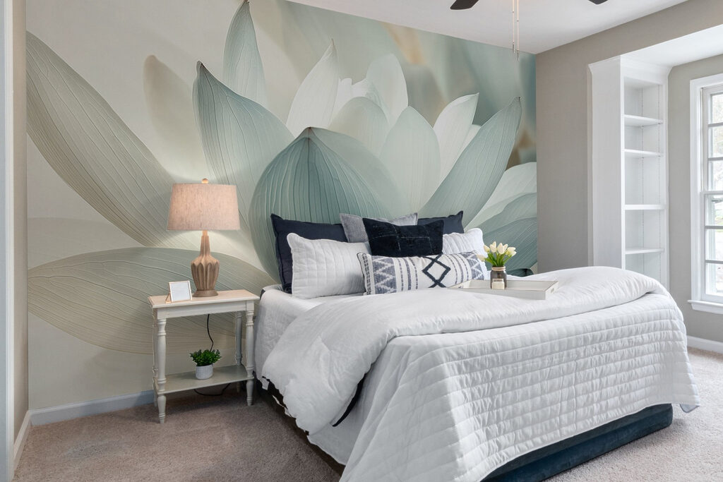 Lichtblauwe lotus van dichtbij — interieur 2