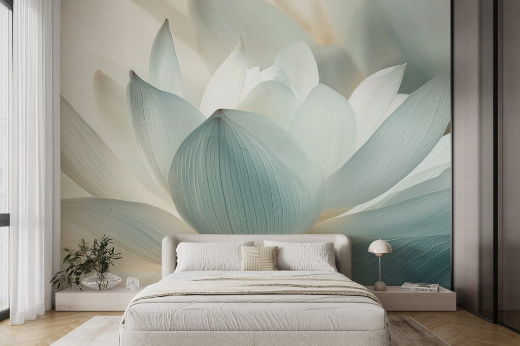 Lichtblauwe lotus van dichtbij — interieur 3
