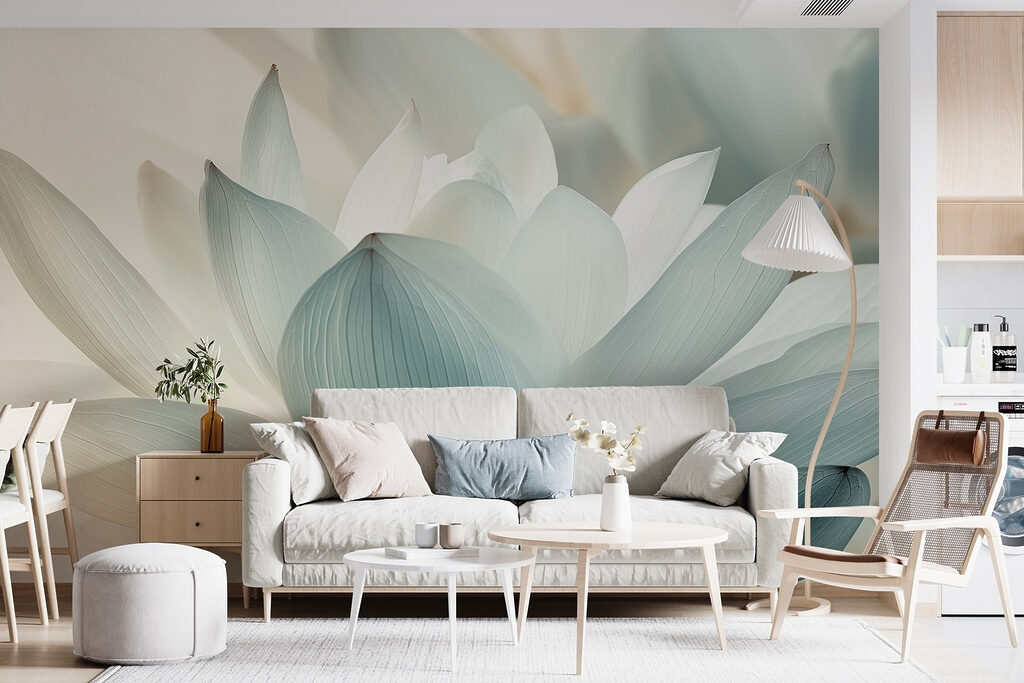 Lichtblauwe lotus van dichtbij — interieur 5