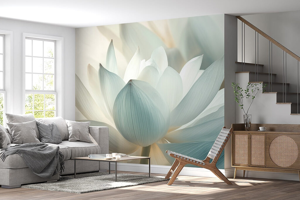Lichtblauwe lotus van dichtbij — interieur 6