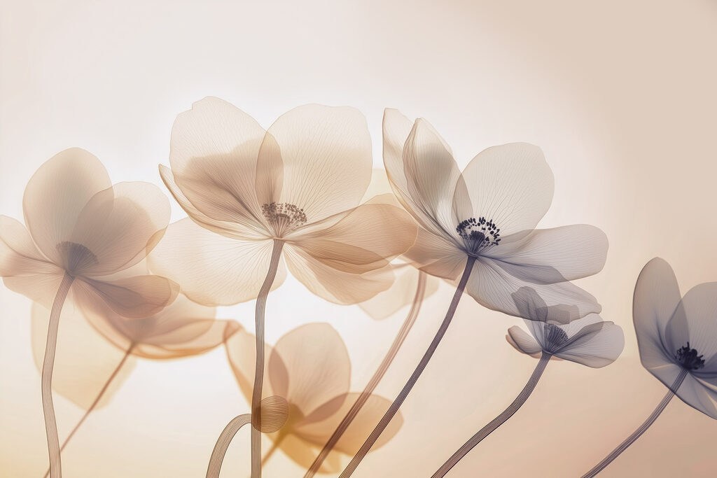 Tere bloemen in amberlicht — volledig ontwerp