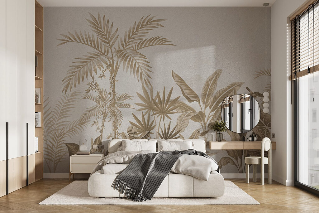 Tropentuin met ranke palmen — interieur 1