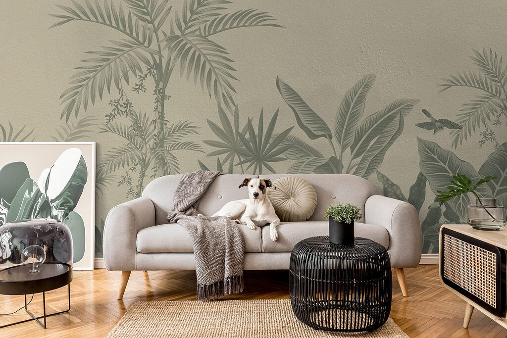 Tropentuin met ranke palmen — interieur 1