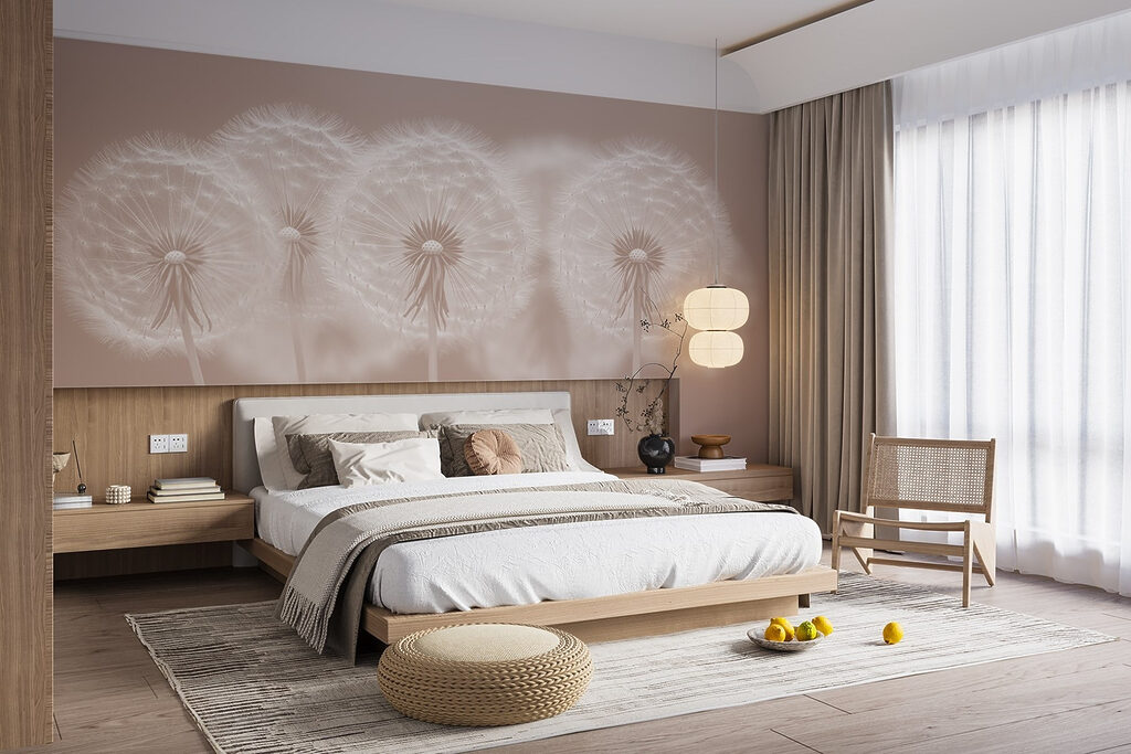Drie pluisbollen op oudroze — interieur 2