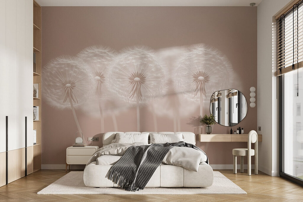 Drie pluisbollen op oudroze — interieur 3