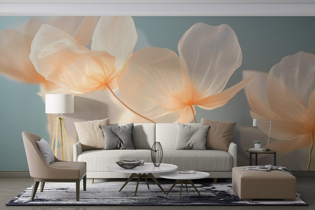 Crèmekleurige bloemen voor grijsgroen — interieur 3