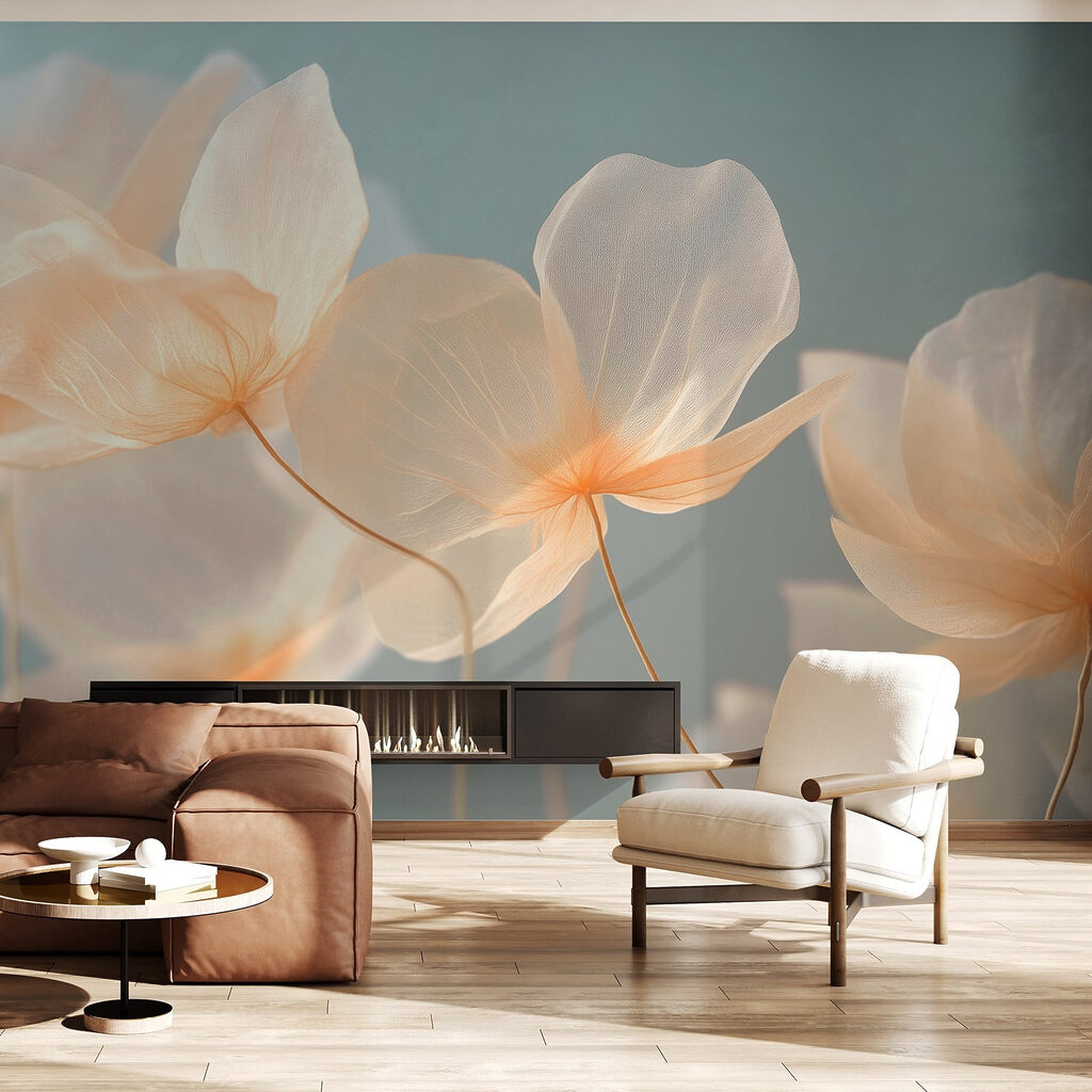 Crèmekleurige bloemen voor grijsgroen — interieur 4