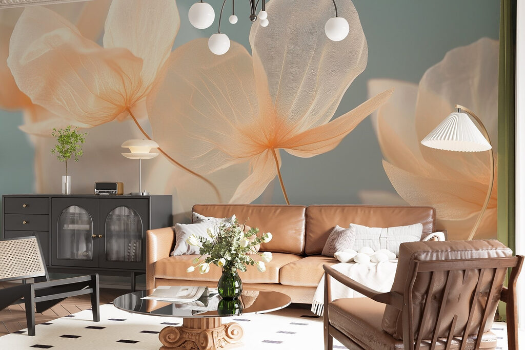 Crèmekleurige bloemen voor grijsgroen — interieur 5