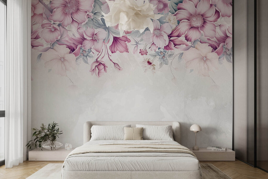 Roze bloemen langs bovenranden — interieur 2