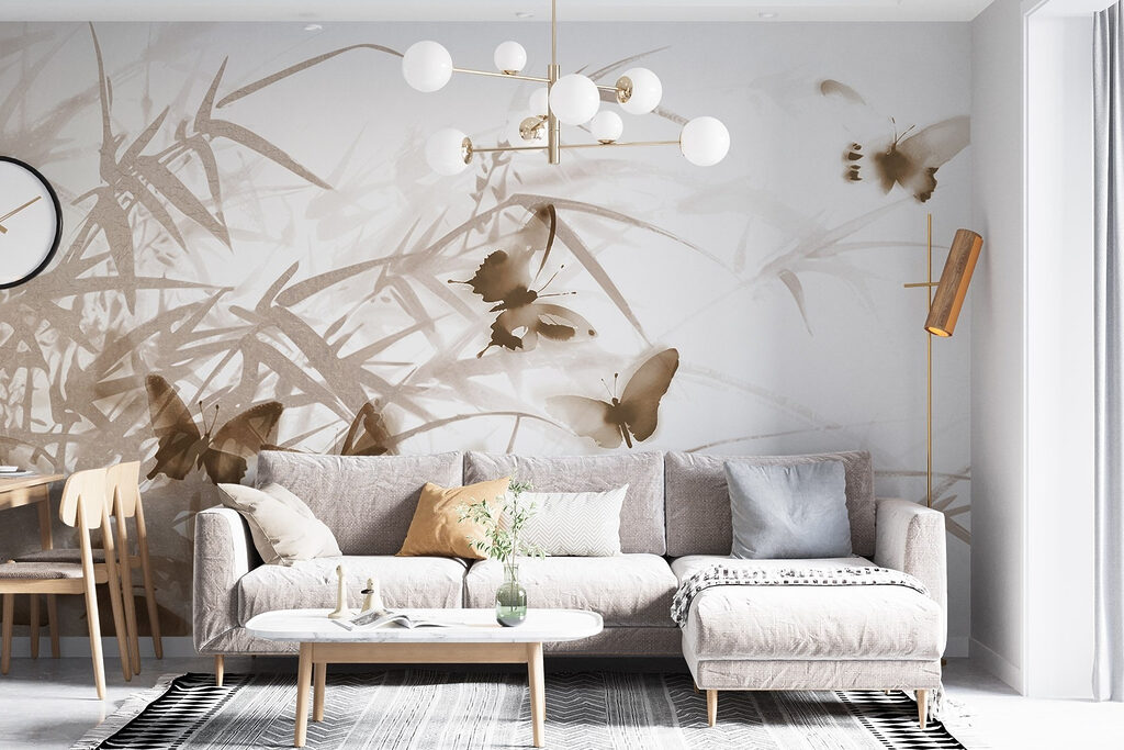 Vlinders rond bleke bamboe — interieur 3