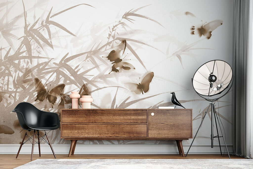 Vlinders rond bleke bamboe — interieur 4