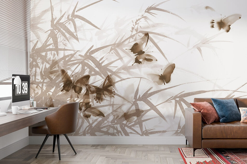 Vlinders rond bleke bamboe — interieur 5