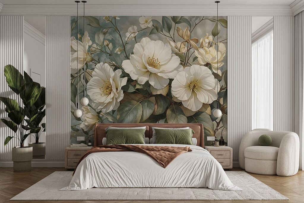 Wit boeket met bladgroen — interieur 1