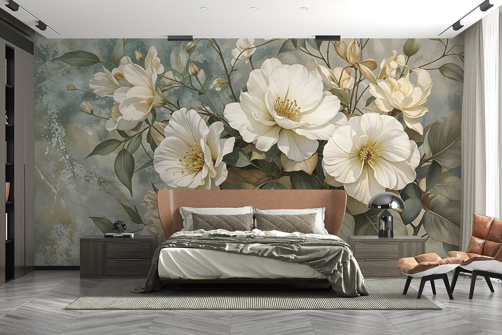 Wit boeket met bladgroen — interieur 2