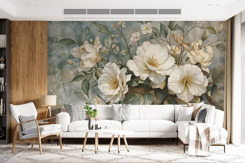 Wit boeket met bladgroen — interieur 3