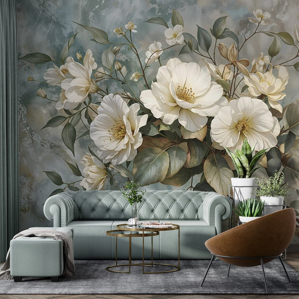Wit boeket met bladgroen — interieur 4